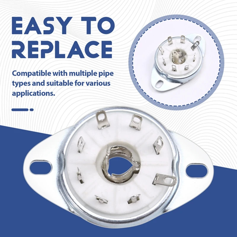 10Pcs 8PIN K8A Octal Tube Socket Ceramic Valve Base For EBL21 ECH21 4P1S 5B254 7N7 4J1S