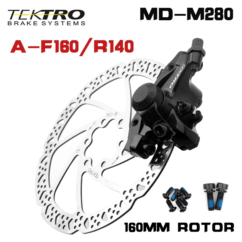 TEKTRO MD-280 Mountain Bike Hydraulic Brake Wire-controlled Mechanical disc brake MTB Bicycle Brake parts TR160 160mm Rotors