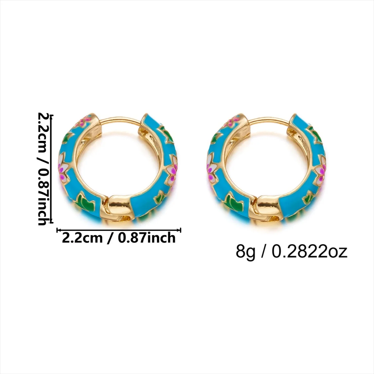 Süße bunte Emaille-Gänseblümchen-Ohrstecker für Damen und Herren, elegante geometrische Creolen mit Gittermuster, Schmuck – Detail 39