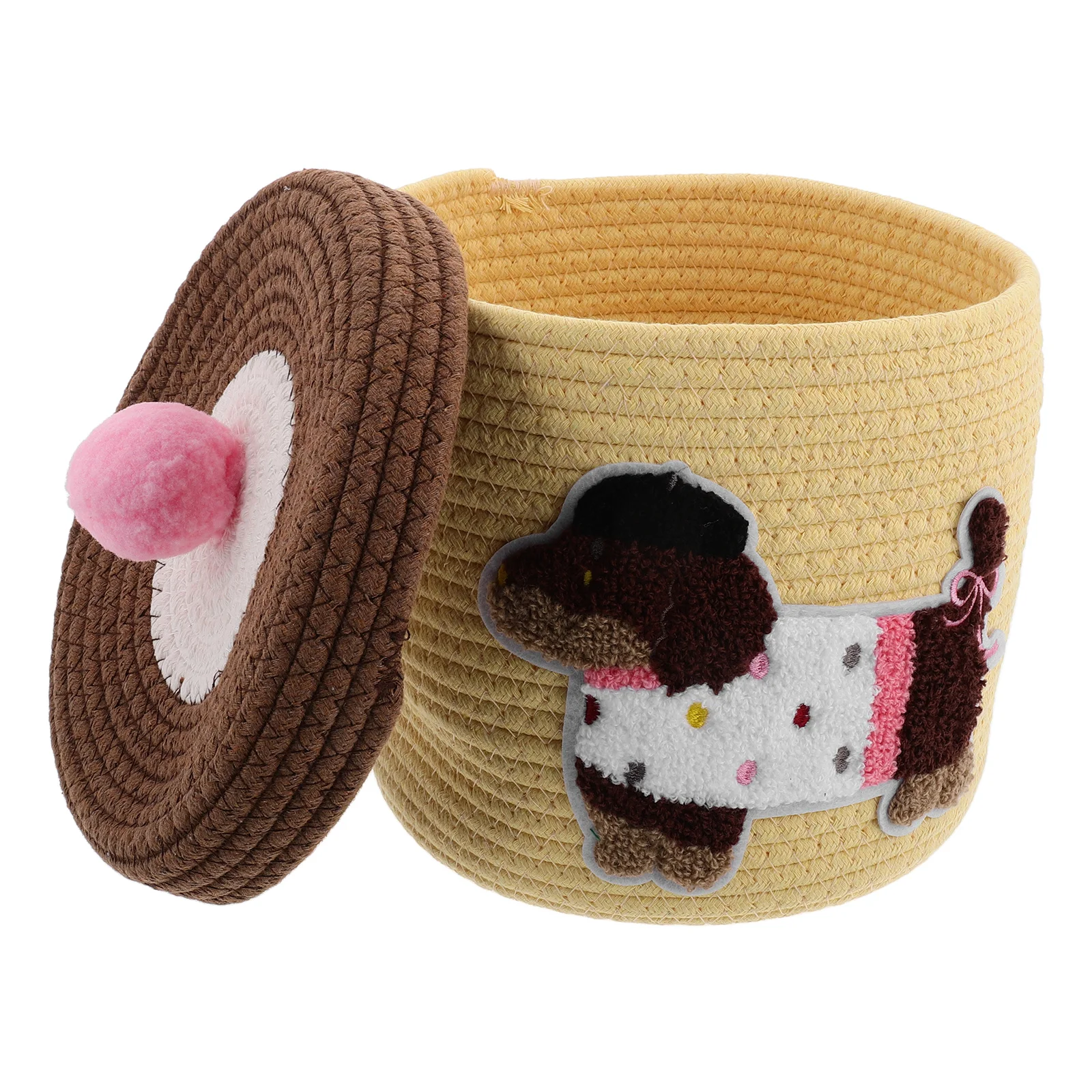 

Car Basket Cotton Rope Snack Organizer Large Capacity Decorative Bins Covered Round Pet Toy Storage Car Decorative