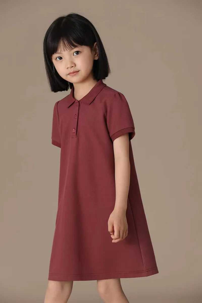 Children Polo Dress Summer Fashion Teenager Girl Short Sleeve Dresses 4-12T Kids Clothes School Uniform