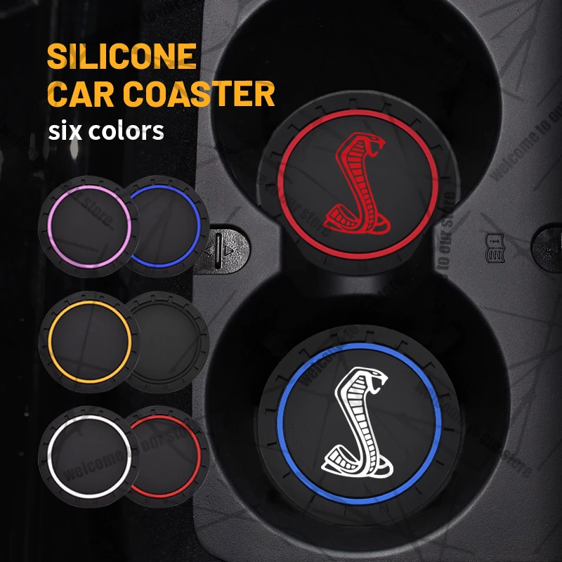 2 шт./1 компл. для Ford Shelby GT500 GT350, эмблема Bronco Dodge, автомобильная подставка, водонепроницаемый нескользящий резиновый коврик, слот для чашки с водой, украшение