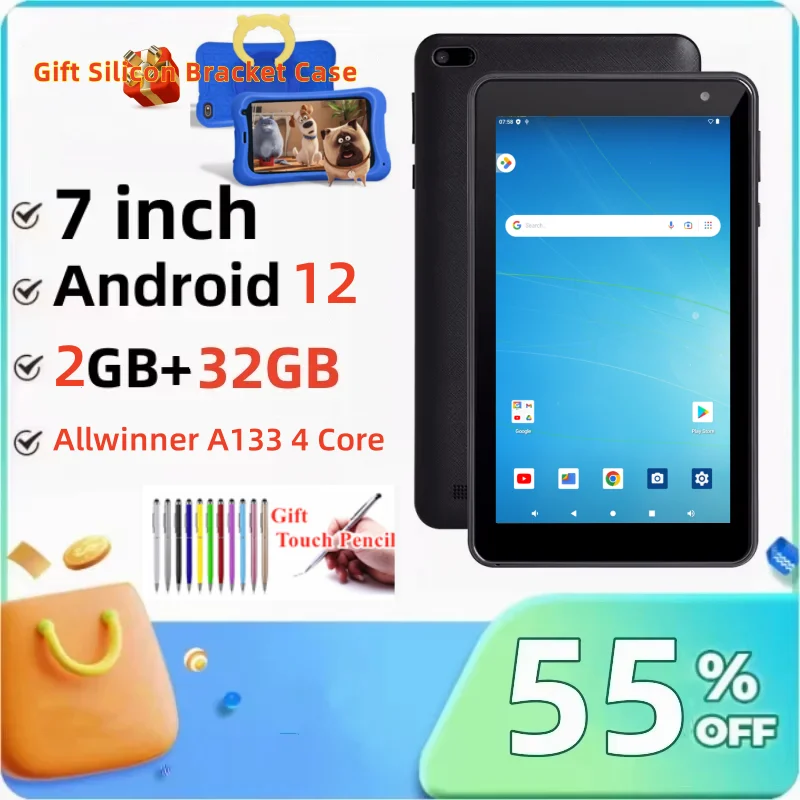 2025 nueva RAM 1GB DDR3 + 32GB 7 pulgadas DTM7 Android 11 tableta para niños tipo C 1024x600 pantalla IPS WIFI SC7731E Quad Core 1,2 GHz