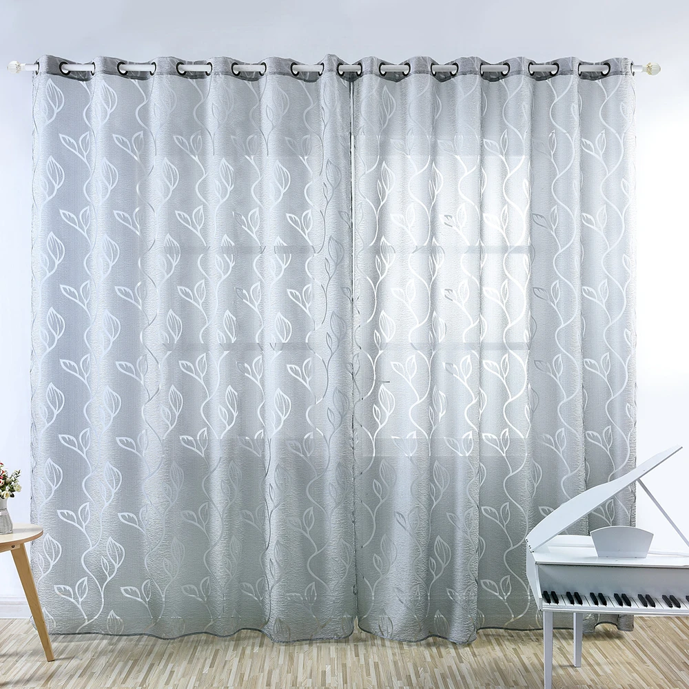

2 Pcs Window Curtain Leaf Printed Curtains for Bedroom Living Room Drape Home Accessories Polyester Washable Warm Winter Decor