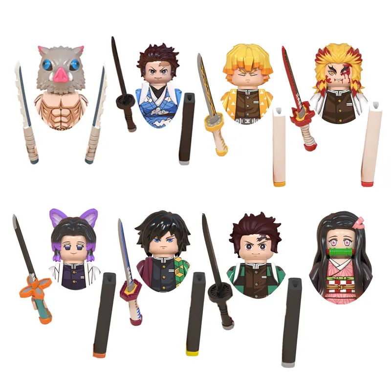 Anime Demon Slayer Kimetsu no Yaiba figure Kamado Tanjirou Action Figure Agatsuma Zenitsu Nezuko Warrior Building block