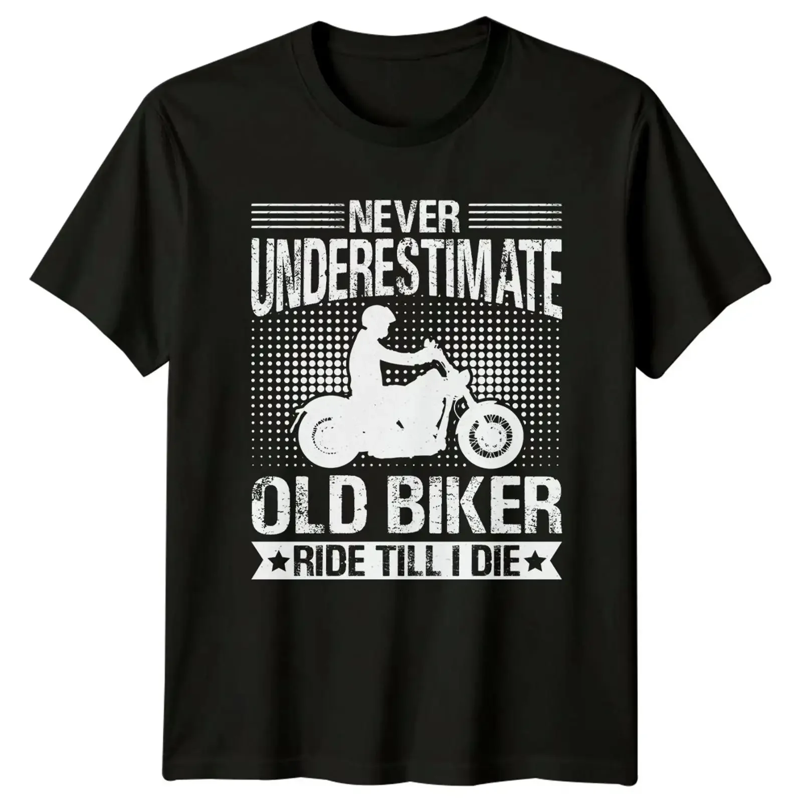 Never Underestimate Old Biker Ride Herren T Shirt Motorrad Geschenk für Ihn vintage Washed graphic Versatile Soft Stretched
