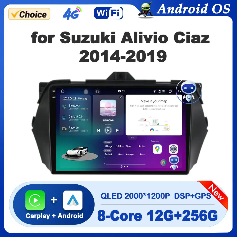 

Car Radio Video Multimedia Player Android Auto for Suzuki Alivio Ciaz 2014 - 2019 GPS Navi Bluetooth Wireless Carplay Uead Unit