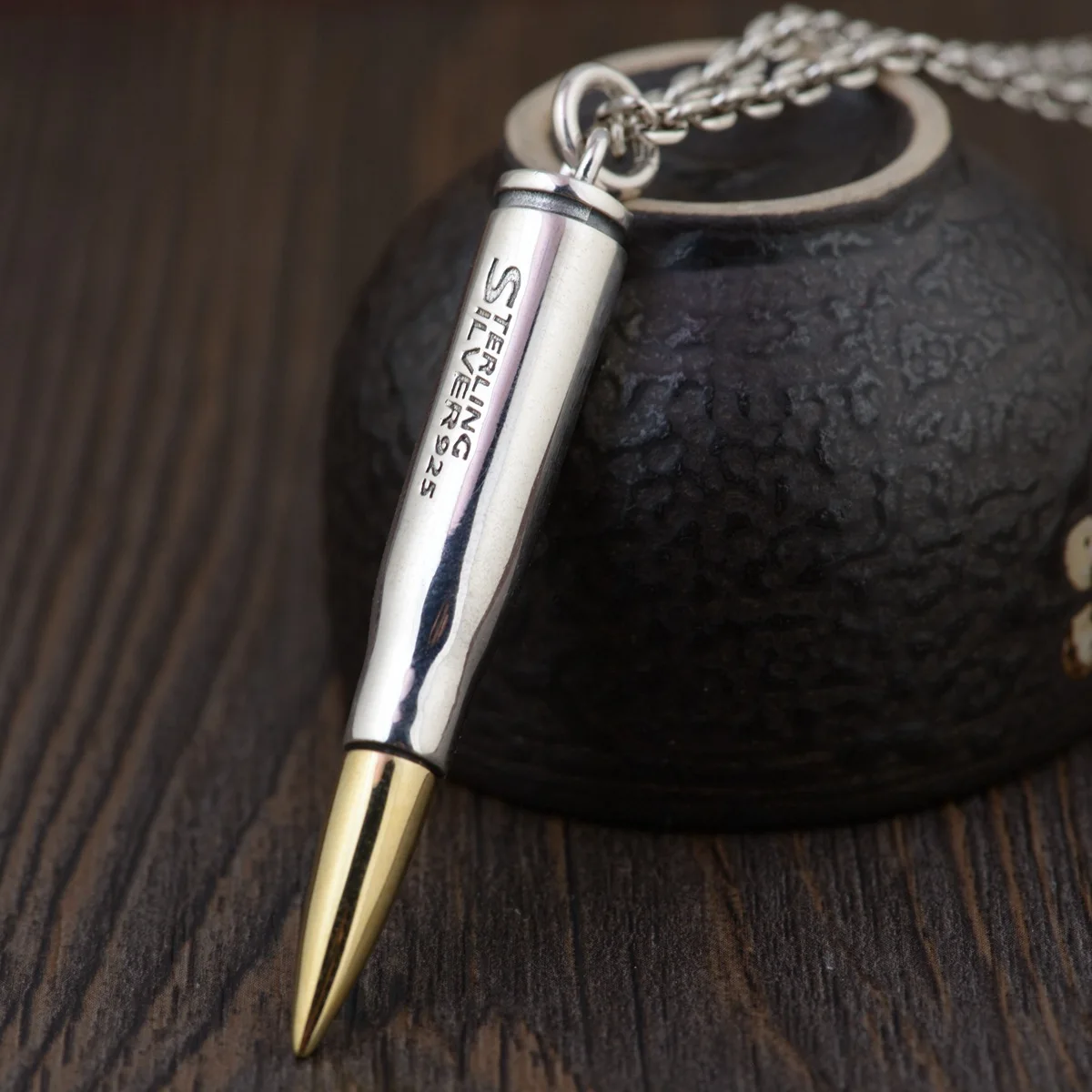 

BOCAI New S925 Sterling Silver Personalized Retro Creative Bullet Head Gawu Box Punk Style Tenglong Pendant Male Opena