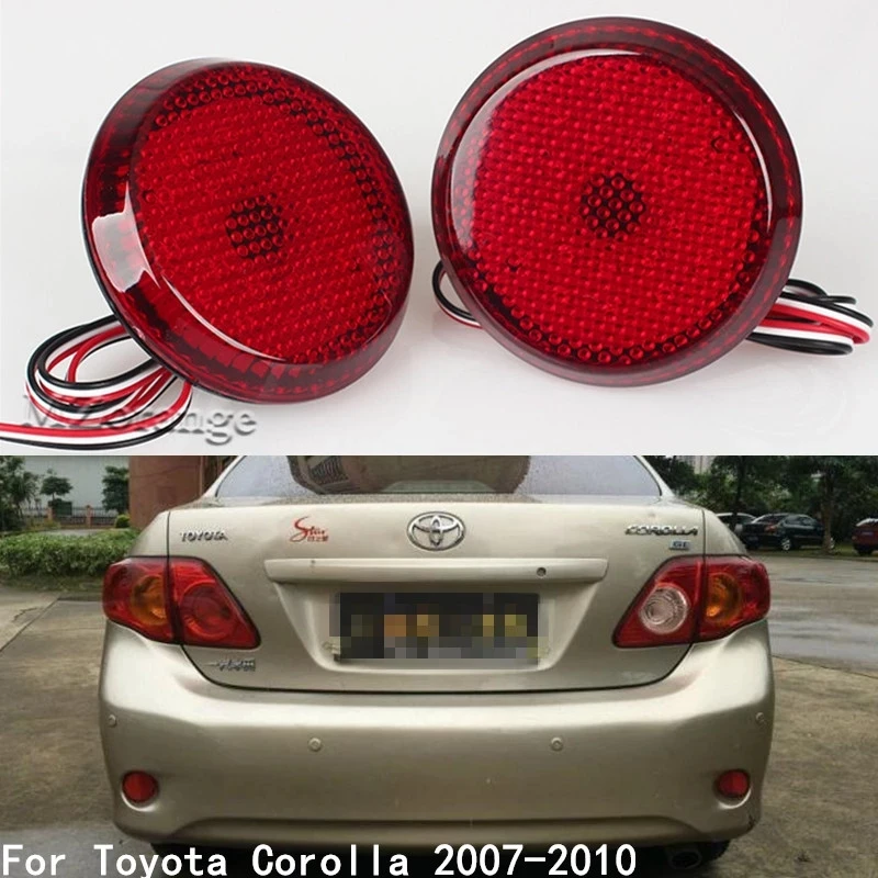 MZORANGE 2Pcs Car LED Warning Lamp Tail Rear Bumper Reflector Round Brake Stop Light For Nissan Qashqai For Toyota Corolla