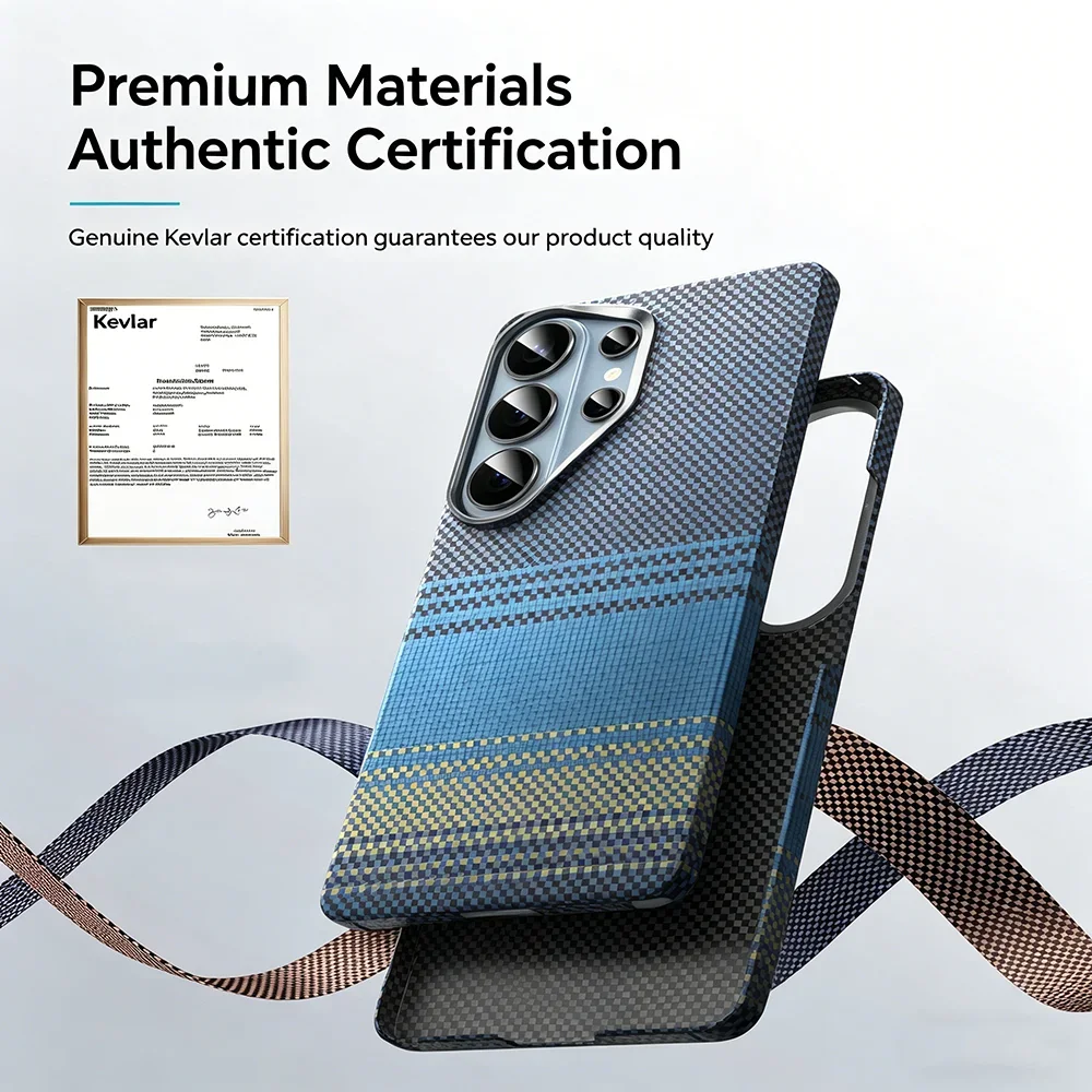 

HANNUO Carbon Fiber Weave Pattern Genuine Leather Case For Samsung Galaxy S26 Ultra Business Protective Anti-Fingerprints Cover