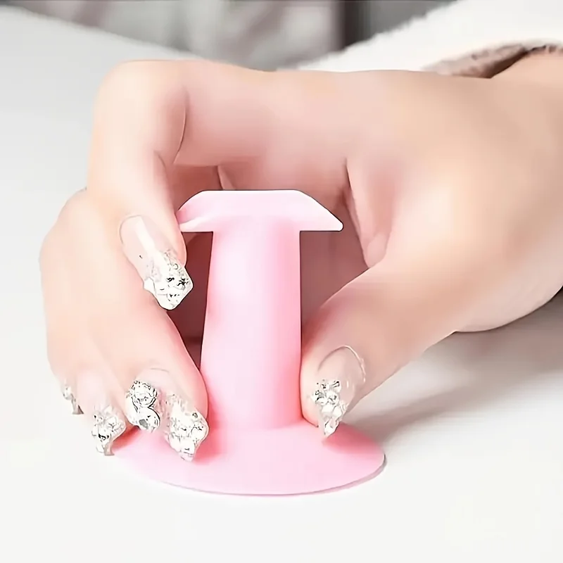 Precision Nail Art Support Sticks - Comfort Fit Finger Holders for Smudge-Free Manicures & Pedicures, Unscented Pink Nail Tools