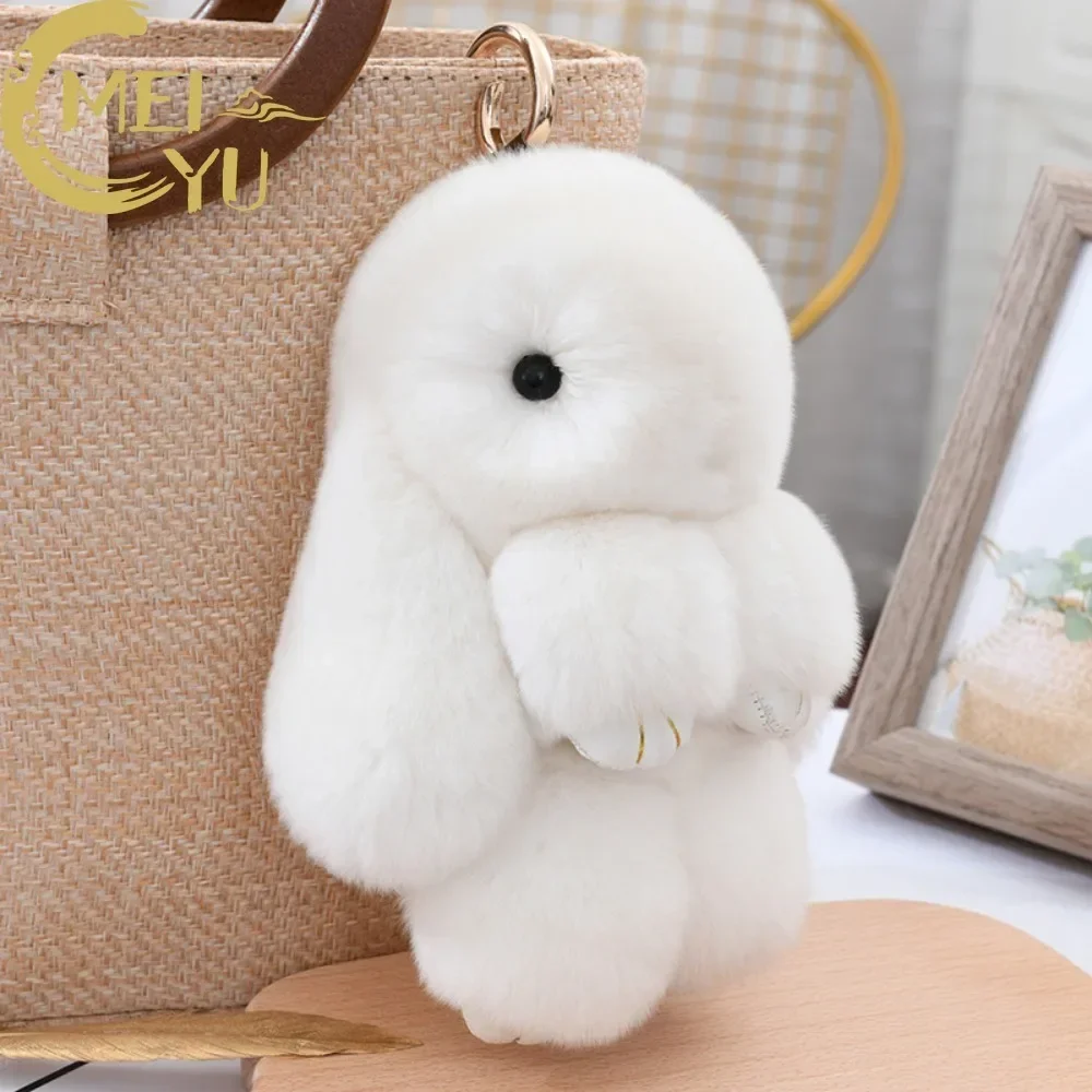 

Three Model Size 100% Natural Rex Rabbit Fur Cute Fluffy Bunny Keychain Real Fur Key Chains Bag Toys Doll Lovely Keyring Pendant