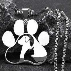 Fashion Dog Cat Paw Stainless Steel Necklace for Women/Men Silver Color Animal Pet Claw Pendant Necklace Jewelry colar N8006S01