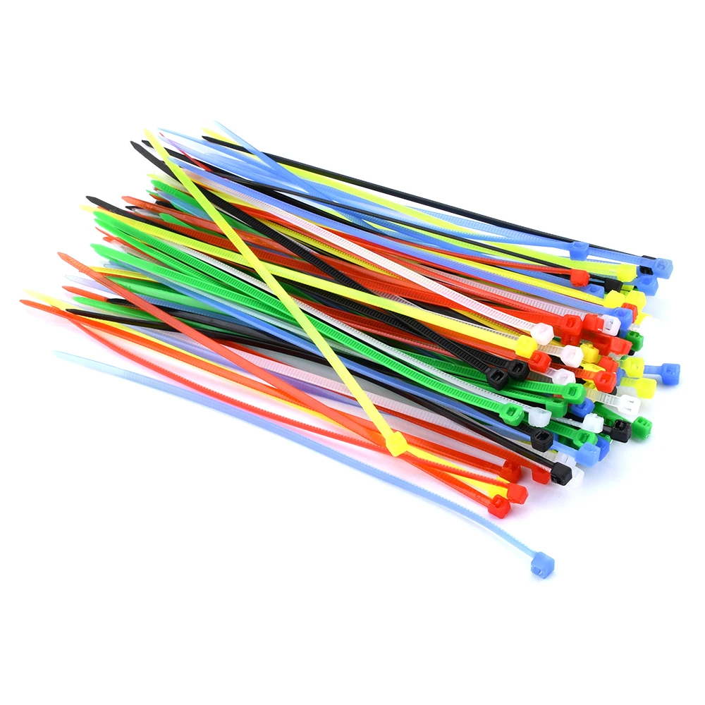 100pcs/bag 2.5x3x100\150\200mm Self-locking Plastic Nylon Tie Cable Fastening Ring Cable Tie Zip Wraps Strap Nylon Cable Tie Set