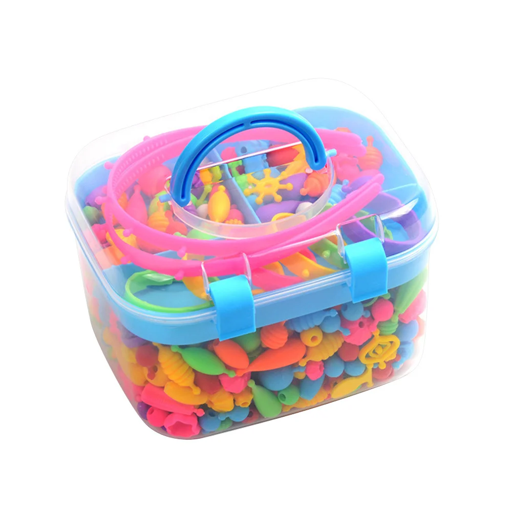 1 caja de cuentas de plástico Diy para Kit de formas variadas coloridas, conjunto de joyería hecha a mano para niños, fiesta educativa creativa