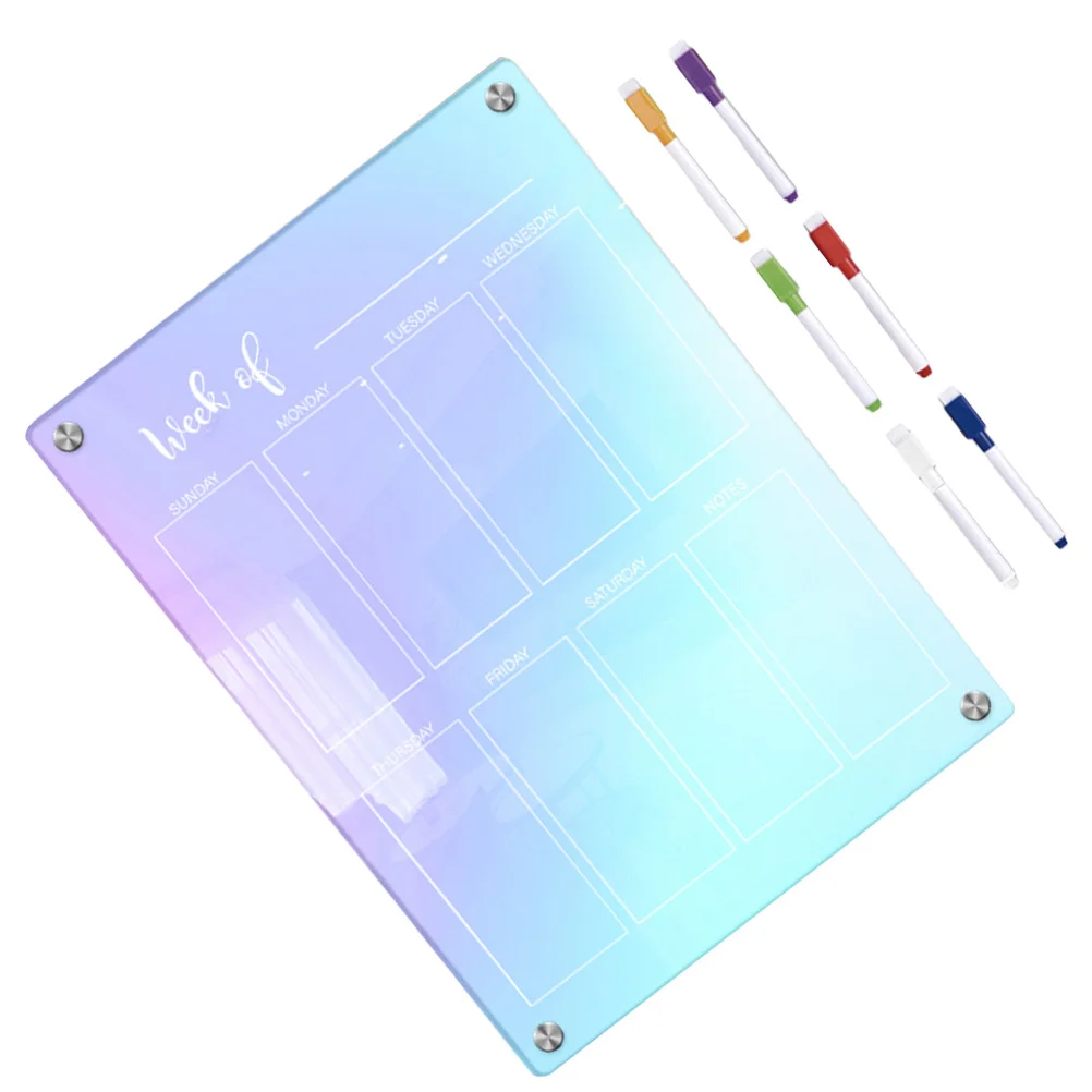 Dry Erase Planner Acrylic Magnetic Fridge Board Reusable Daily Schedule Organizer For Kitchen Wall Refrigerator Clear White