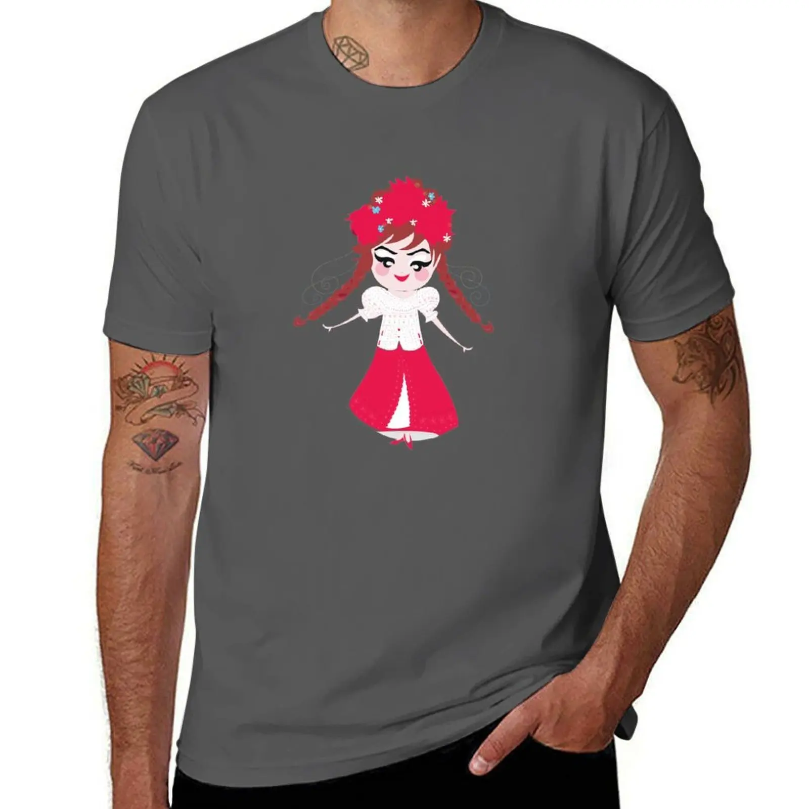 

Folk Girl T-Shirt Independence Day Short Sleeve T-Shirt