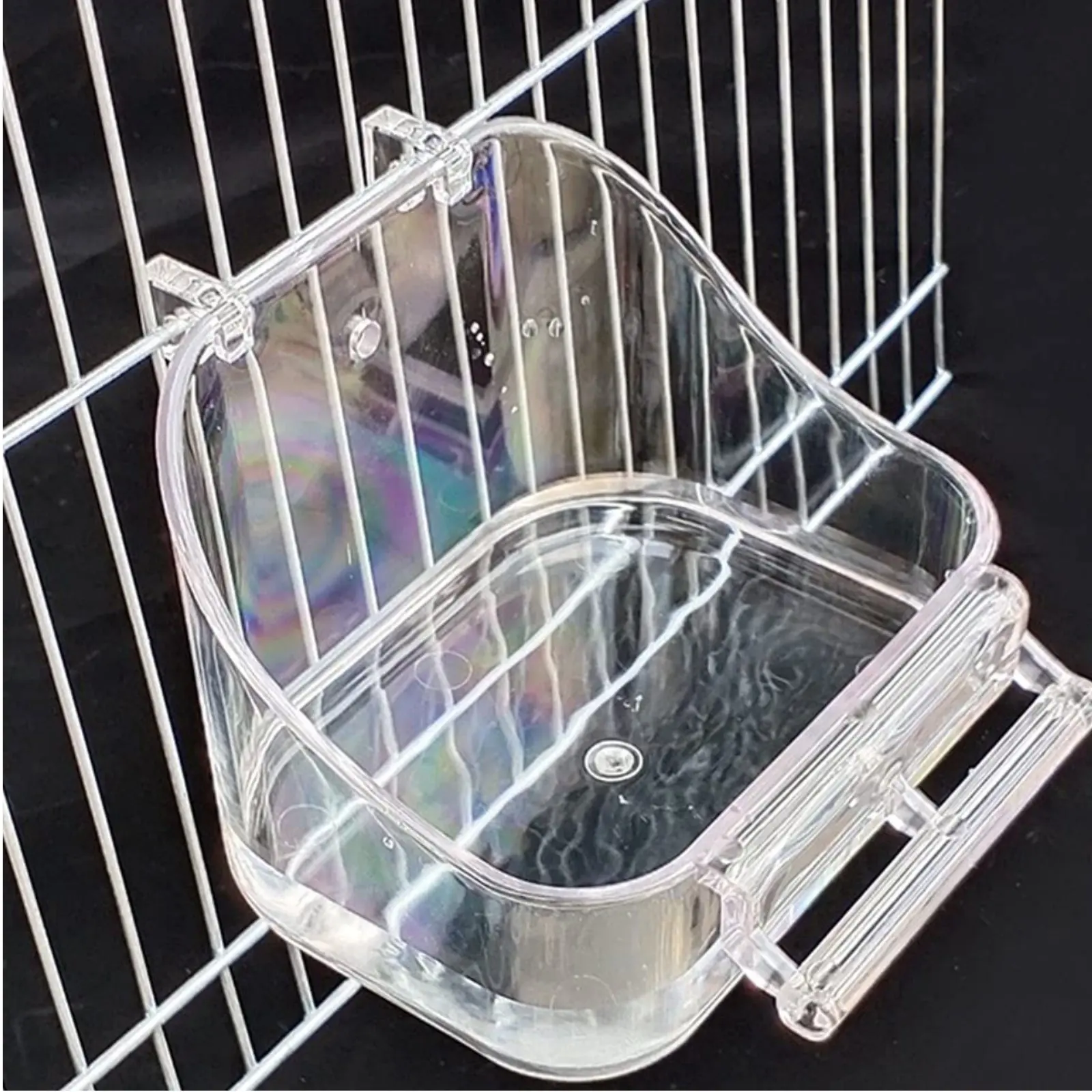Bird Food Bowl Removable Enclosure Mounted Food Bowl Small Pet Bath Tub Easy to Clean Bird Feeder Cup 2 in 1