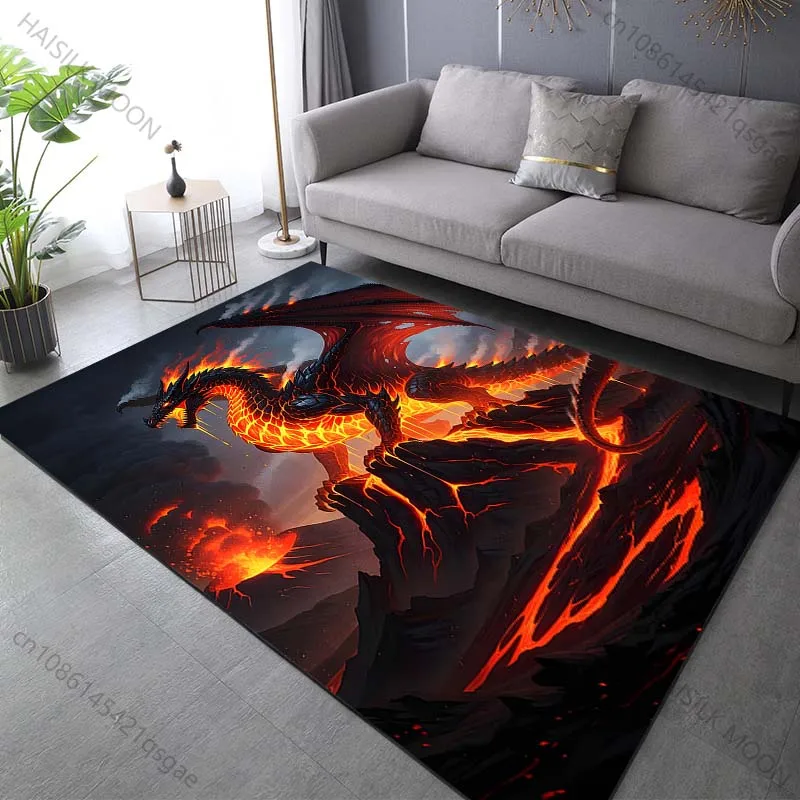 Multiple sizes Fiery dragon in volcano Carpet for Living Room Bedroom Sofa Home Decor Rug Non-slip Floor Mat Luxury Gift