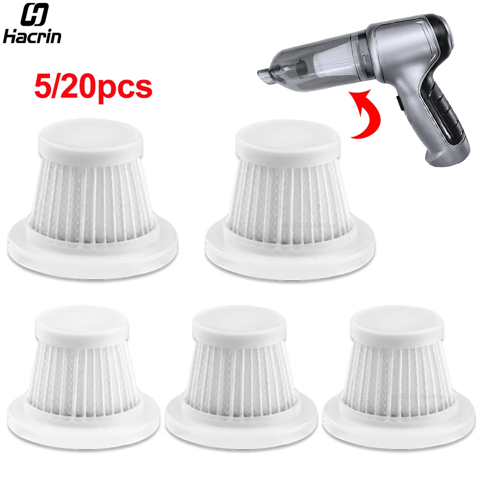 Car Vacuum Cleaner Filter Replacement Reusable Vacuum Cleaner Filters Accessories Washable Vacuum Cleaner Cartridge 5pcs 20pcs