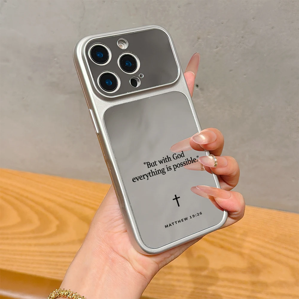Christian Bible Verse Makeup Mirror Phone Case For iPhone 17 Air 16e 16 15 14 13 12 11 Pro Max X Xs XR Shockproof Cover Fundas