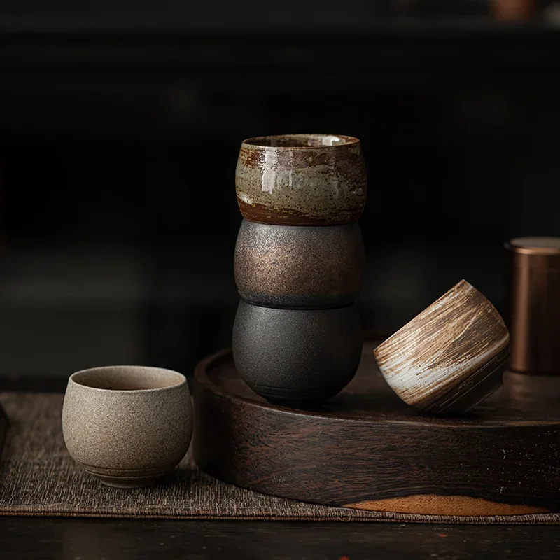 Japanese Handmade Rough Ceramic Teacup Ceramic Kung Fu Tea Set Tea Cups Making Old Craft Mugs