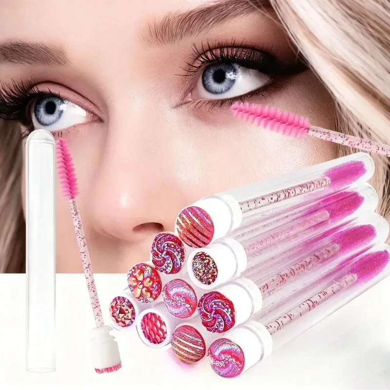 

10PCS Disposable Eyelash Brushs Reusable Eyelashes Brush Tubes Mascara Wands Tubes Dust-proof Lash Spoolies Storage Makeup Tools
