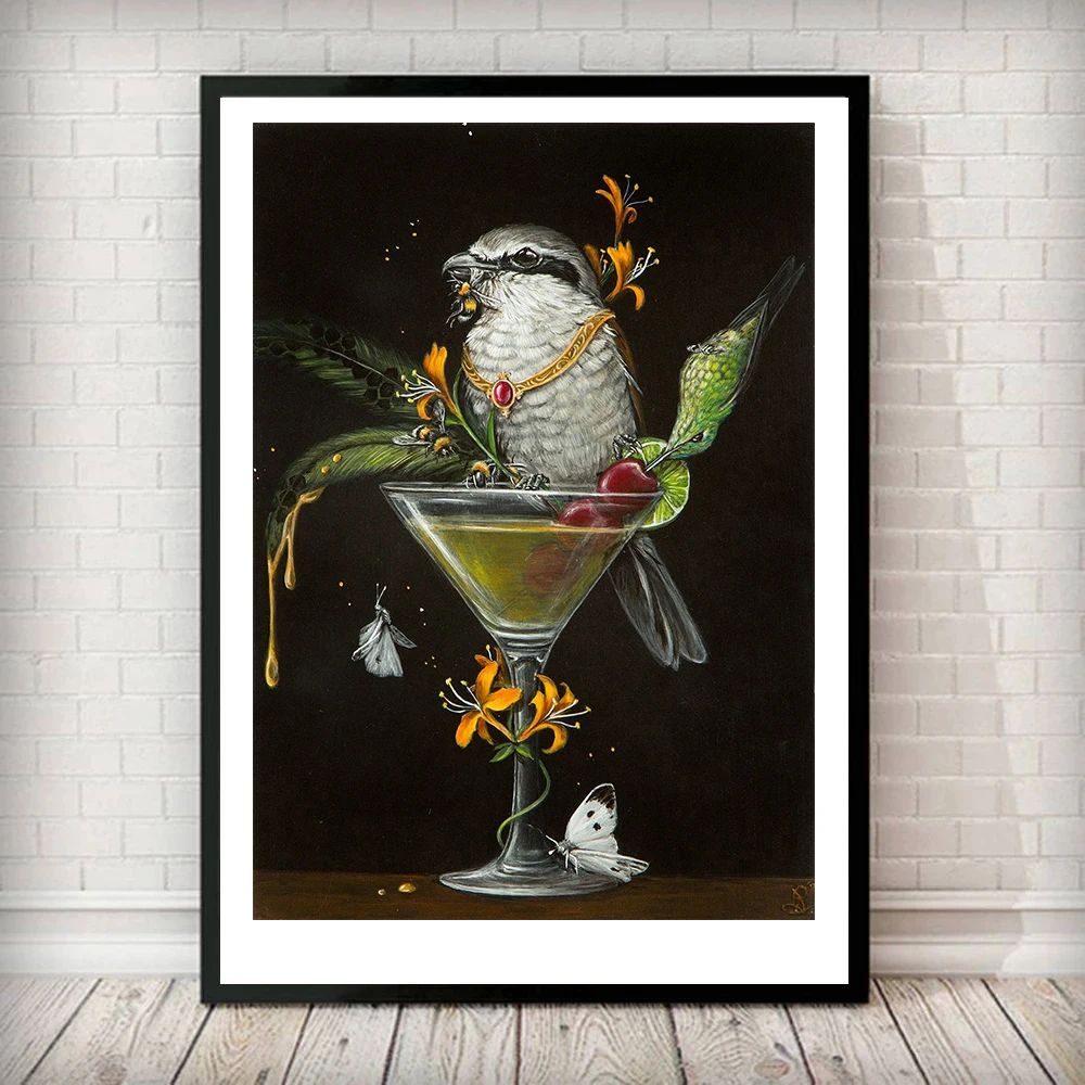 

Hummingbird Butterfly Cocktail Vintage Animal Posters and Prints Canvas Painting Wall Art Picture Kitchen Living Room Home Decor