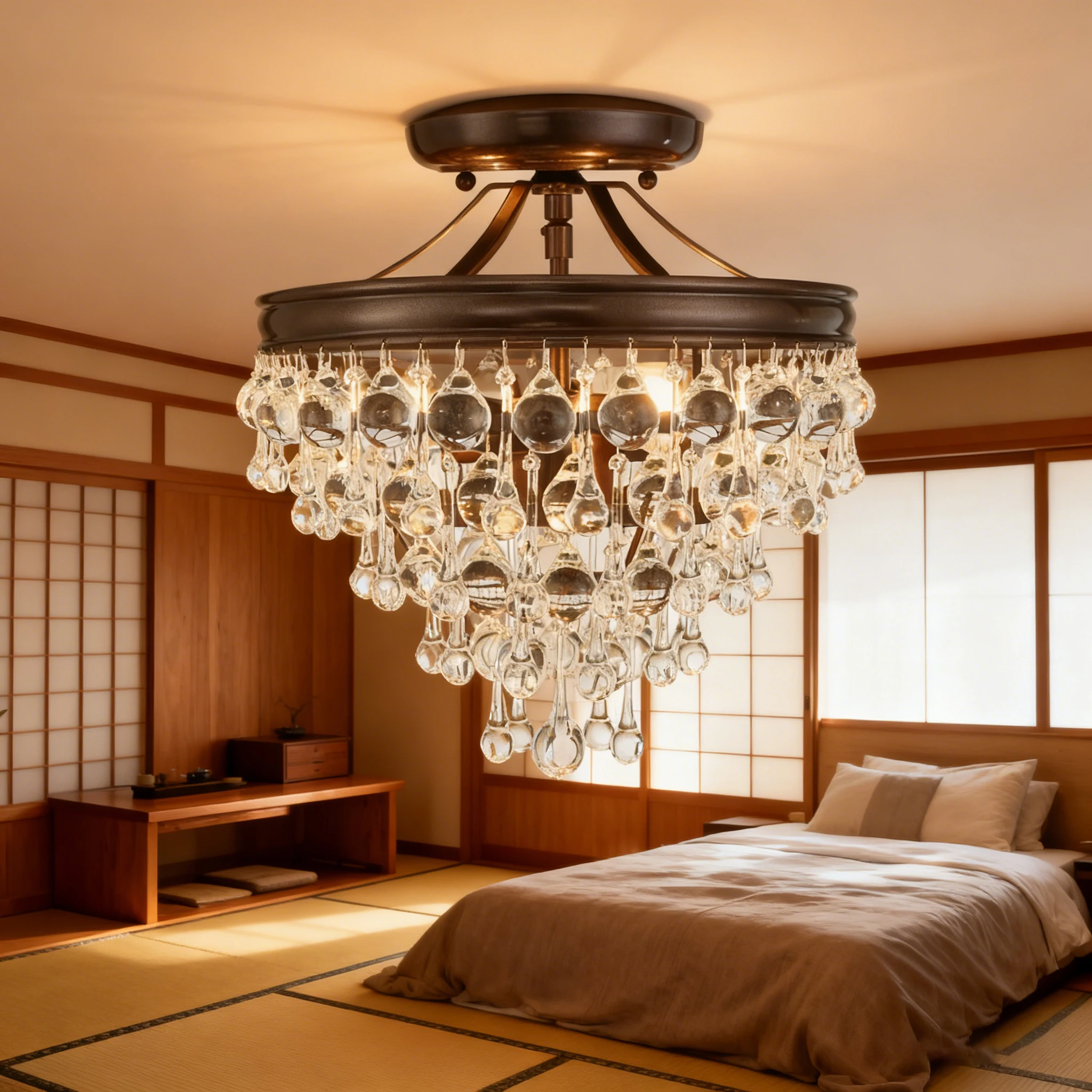 

BOSSEN American Style Dimmable Chandelier Designer Teardrop Glass and Hardware Ceiling Light in Black for Dining Room Hotel