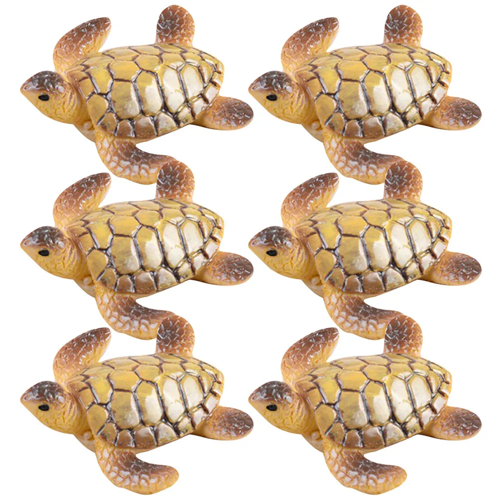 6Pcs Resin Mini Turtle Decorations Tabletop Garden Bonsai Desk Decor Adorable Delicate Turtle Statue Lightweight Portable Gift