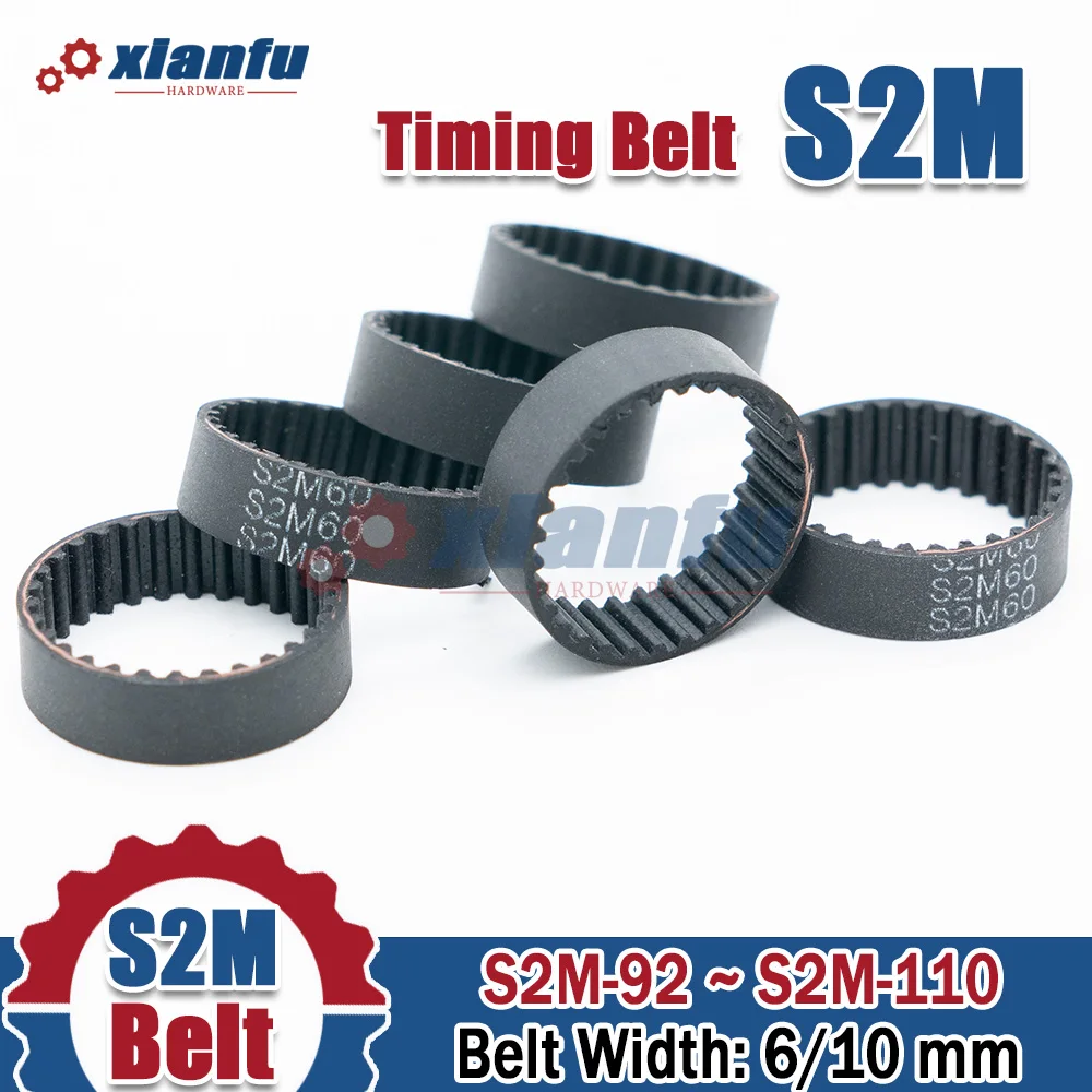 

S2M Rubber Timing Belt S2M-92 94 96 98 100 102 104 106 108 110mm Width 6/10mm Synchronous belt Pitch 2mm For 2M Timing Pulley