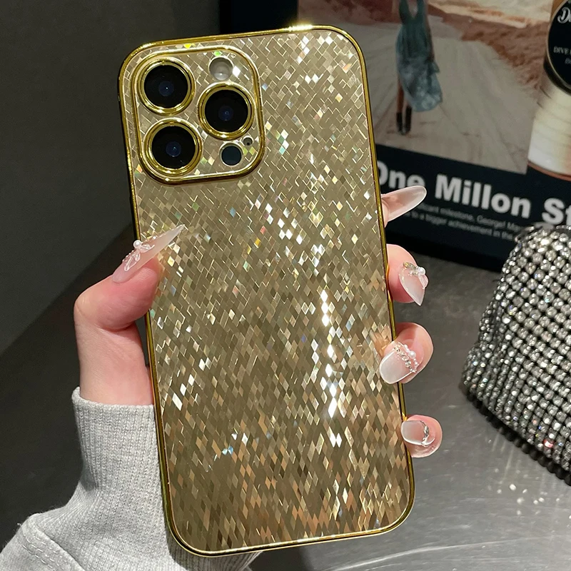 Luxury Glitter Electroplate Cover Case For iPhone 17 ProMax Air 16 Pro 15 Plus 14 Pro 13 12 Pro 11 11ProMax Shiny Phone Case