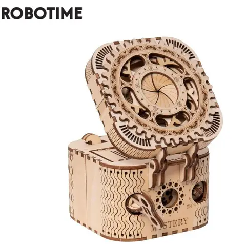 Robotime 123 Stück kreative DIY 3D Schatzkiste Holzpuzzle Spiel Montage Spielzeug Geschenk für Kinder Teenager Erwachsene Baustein LK502