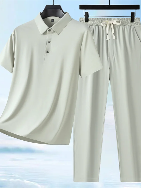 hengyuanxiang-group-summer-ice-silk-short-sleeve-t-shirt-men's-casual-sportswear-two-piece-set-father's-day-special-offer