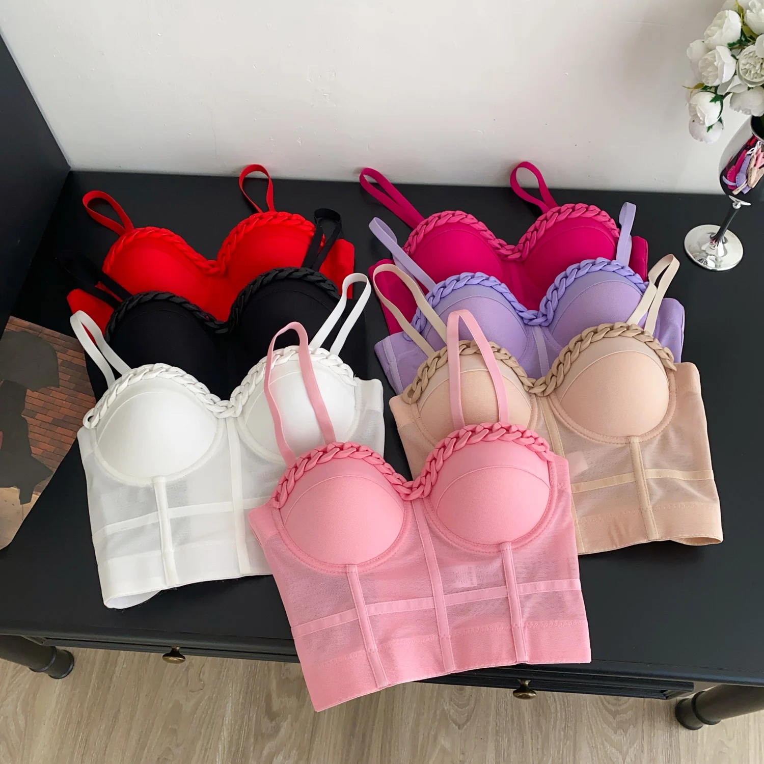 

Sexy Women's Tube Top Seamless Sports Tank Top Underwear Padded Bra Bralette Vest with Camisole Crop Top