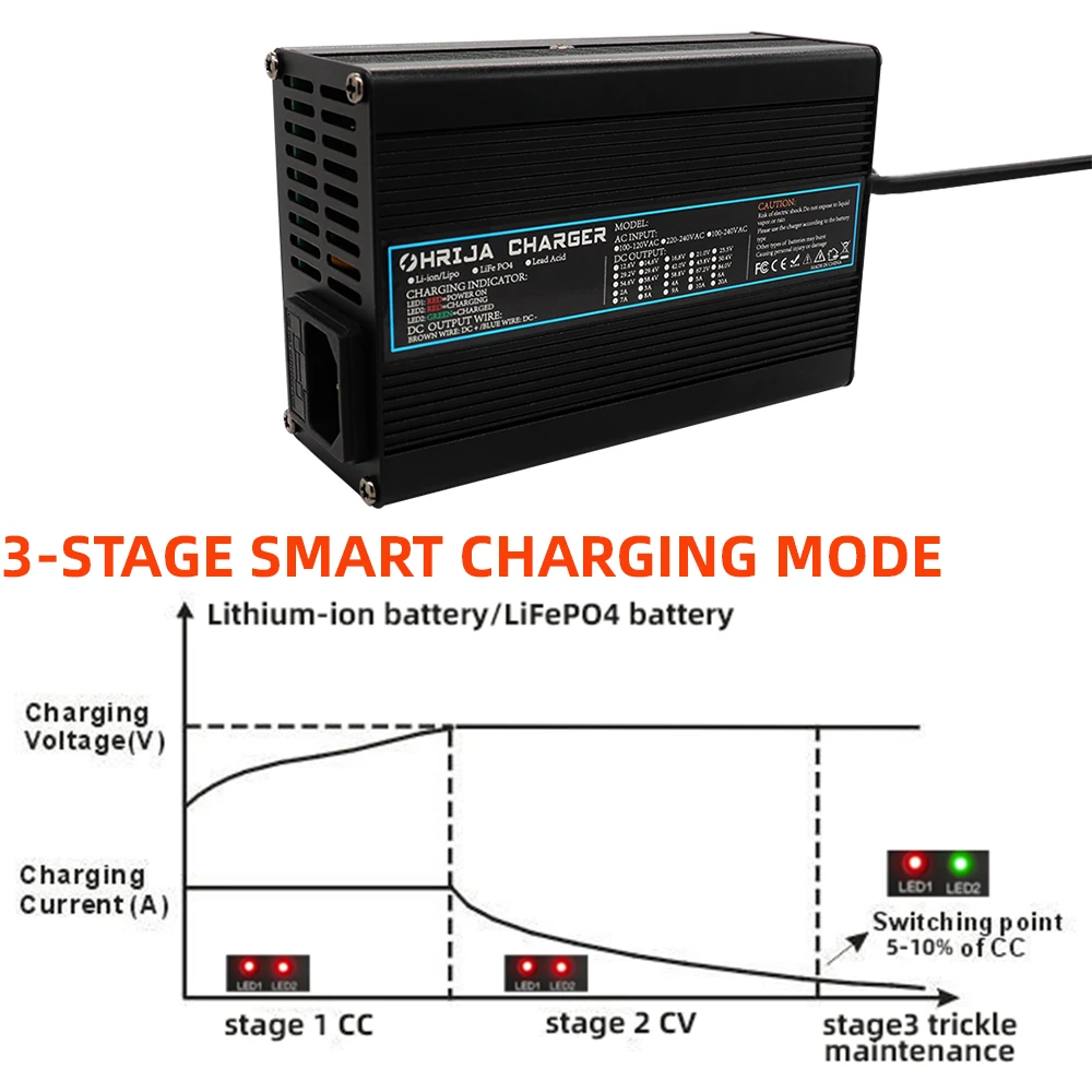 50.4v 5a Charger Smart Aluminum Case Is Suitable For 12s 44.4V Outdoor Lithium Ion Battery Car Balance Car Safe And Stable 50.4V