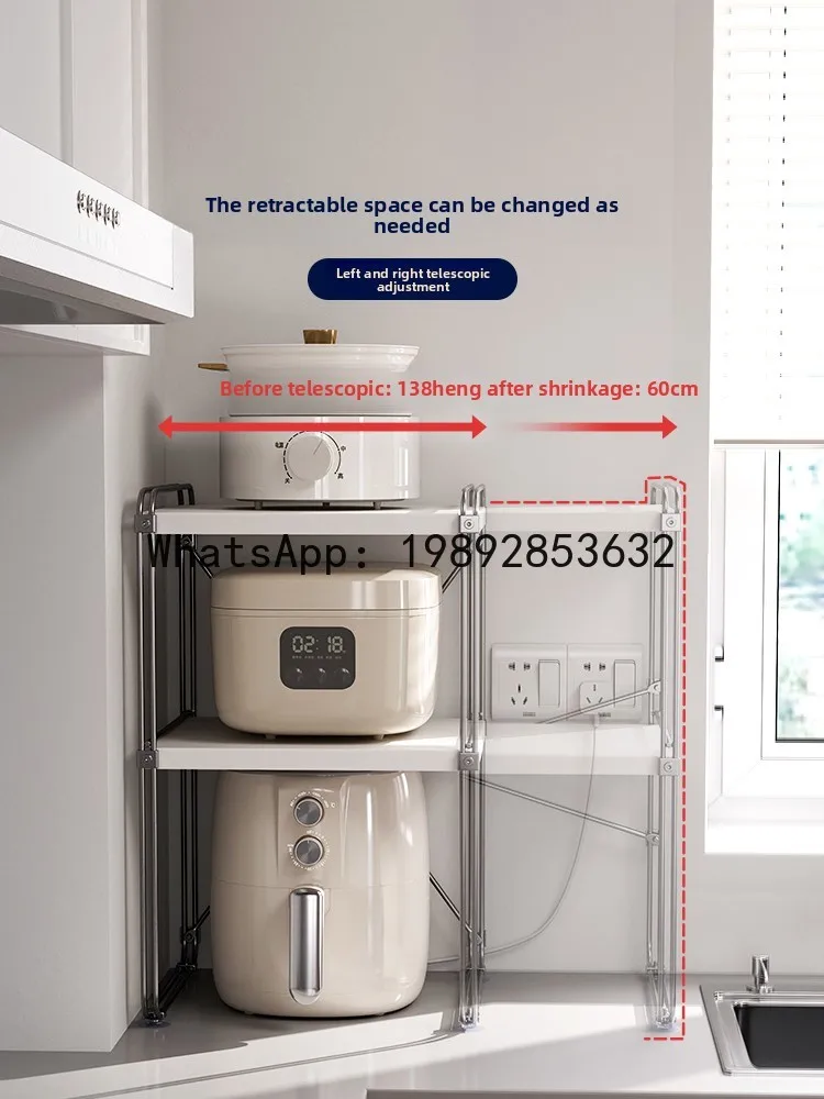 

Microwave Oven Shelf Kitchen Countertop Oven Adjustable Retractable Appliance Storage Shelf