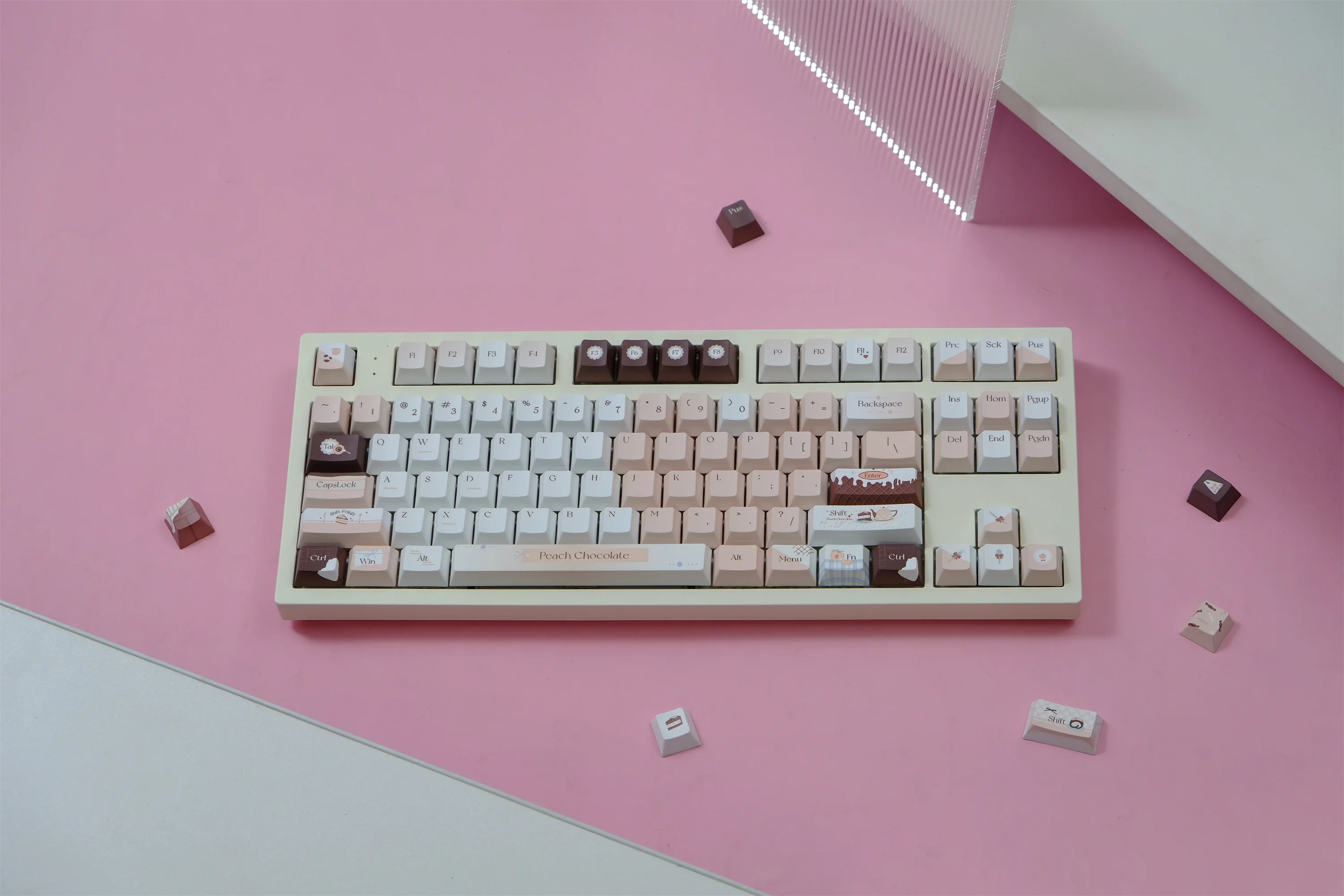 Peach Chocolatc Keycaps 151 Keys PBT Material Cherry Profile DYE-SUB Keycap For MX Switch Mechanical Keyboard ISO ANSI Layout