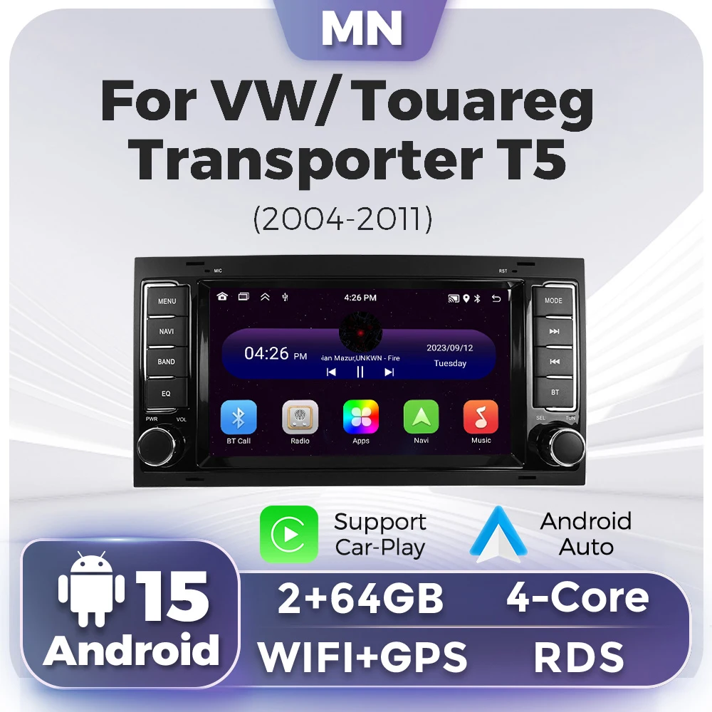 MEKEDE 7“ Radio für VW Volkswagen Touareg 2004–2011 Transporter Android Auto Stereo Multimedia WIFI Carplay Navigationssystem