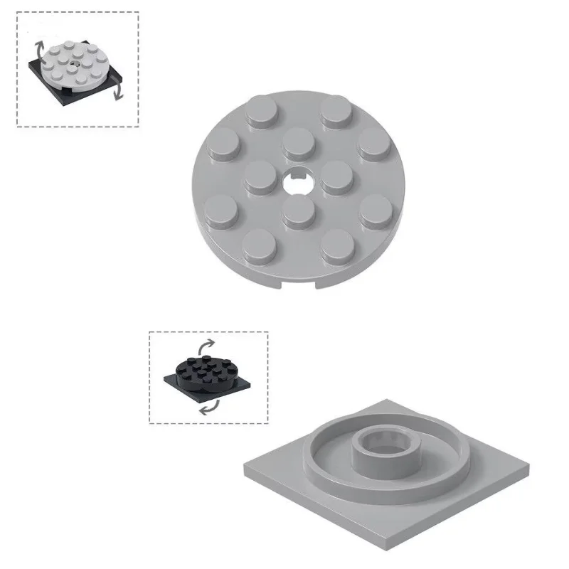 6pcs/3 sets of MOC scene building blocks 4x4 turntable base are assembled and connected with AB6-AC3 (combined and rotatable).