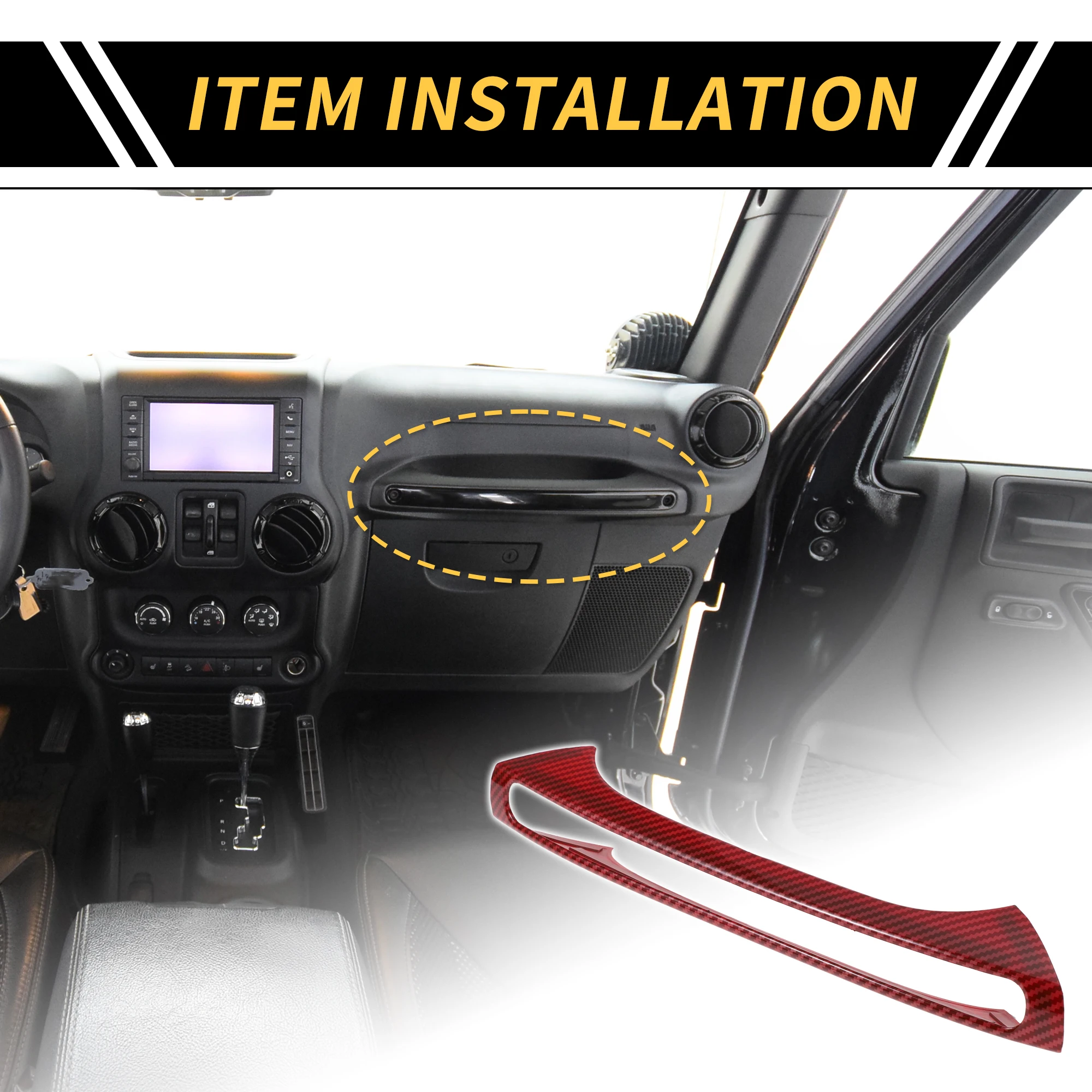 

UXCELL Glove Box Handle Switch Cover Trim for Jeep Wrangler JK 2 Door Red Carbon Fiber