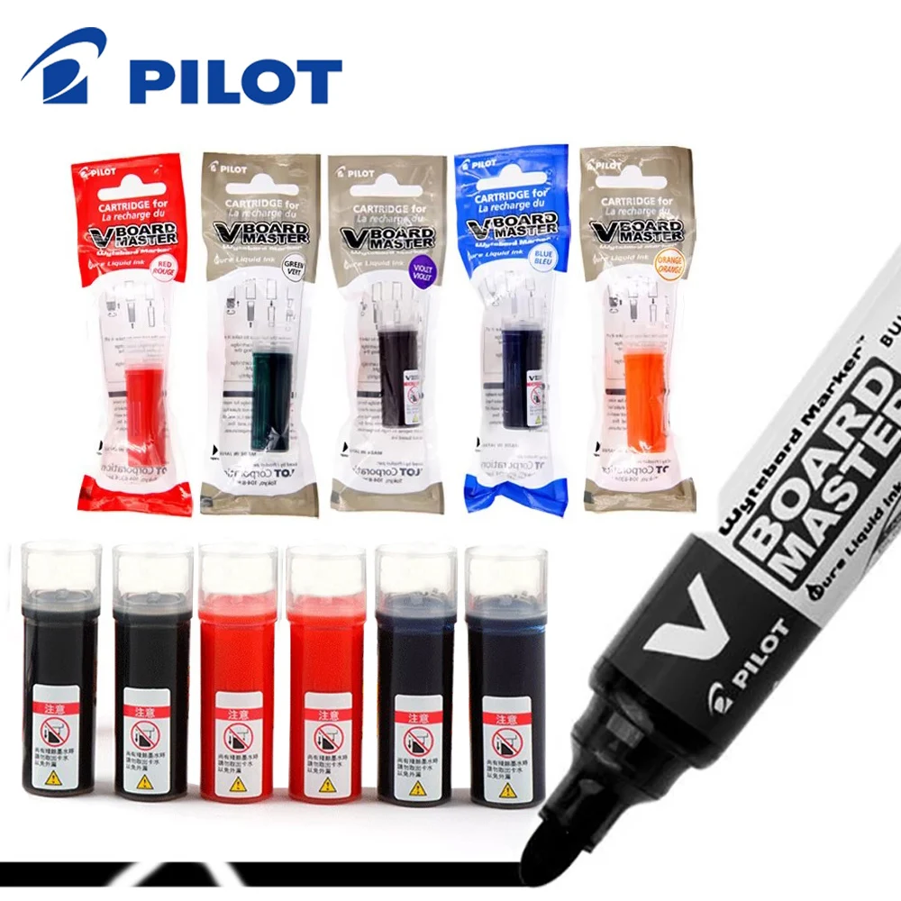 

6Pcs PILOT Whiteboard Pen Ink WBS-VBM Straight Liquid Whiteboard Pen Special Ink Cartridge Refill Fluids Art Stationery