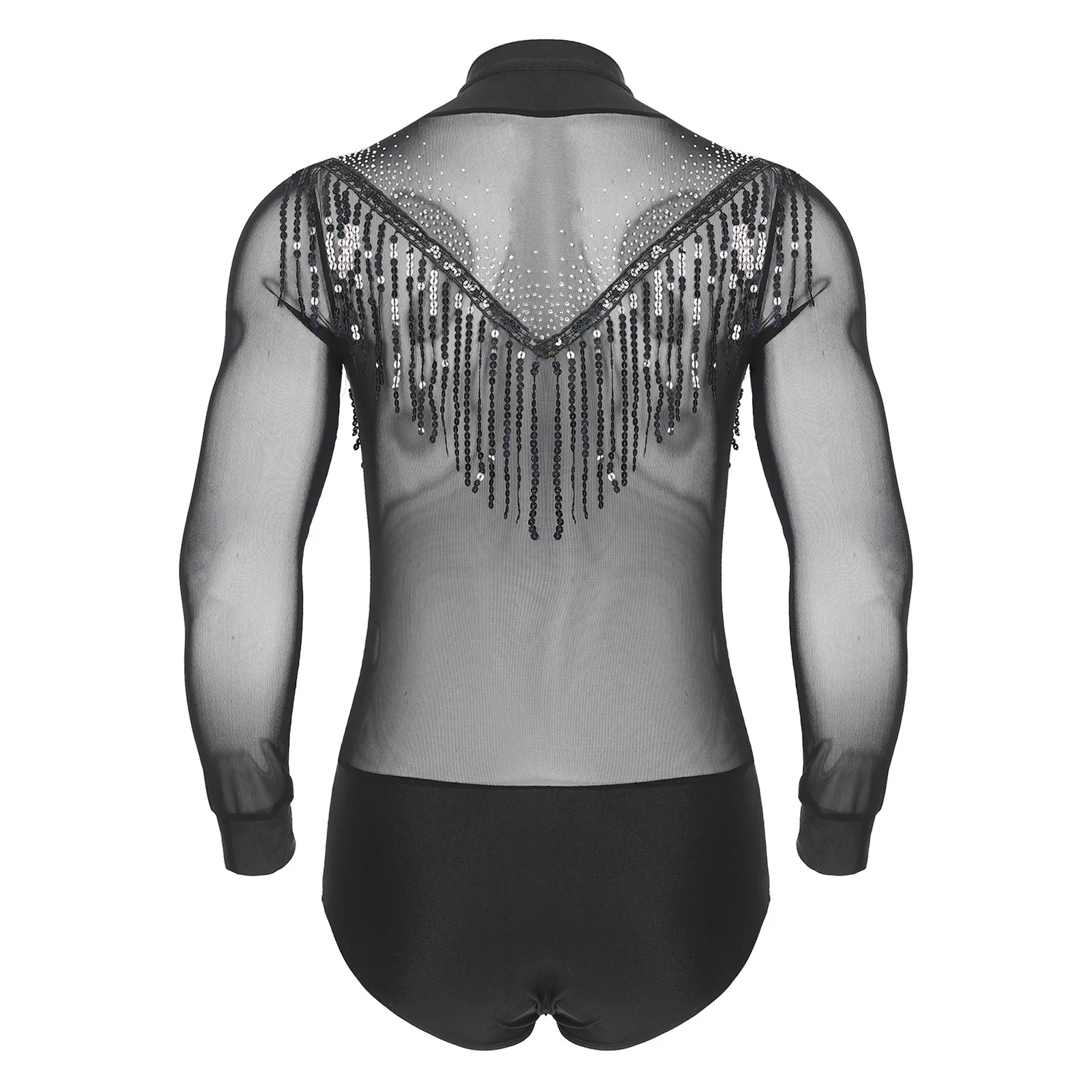 Herren-Overall mit glänzenden Strasssteinen, für Gymnastik, künstlerisch, Eiskunstlauf, Ballett, lateinamerikanischer Tanz, Performance-Kostüm, Reißverschluss, Schritt, Trainingsoverall – Detail 33