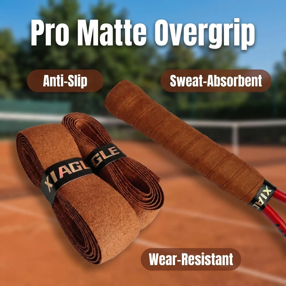 Brown & Yellow Faux Cowhide Racket Inner Grip, Sweat Absorbent Matte Surface Shock Absorbing Overgrip for Tennis & Badminto