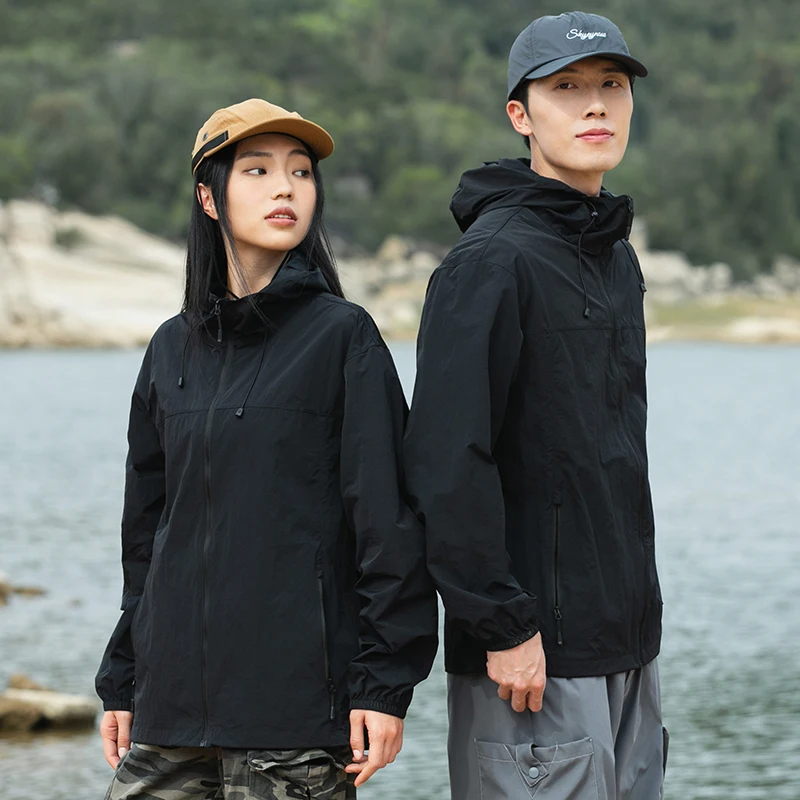 Men's UV Protective Hooded Jacket UPF50+ Windproof Quick Dry Anti Crease Summer Beach Walking Coat Unisex