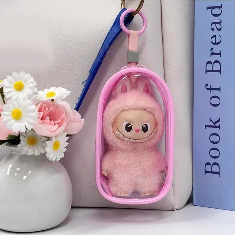 

Для Labubu V4 прозрачный красочный защитный чехол, аксессуары для кукол, коробка-органайзер, плюшевая сумка для куклы, уличная сумка с брелком