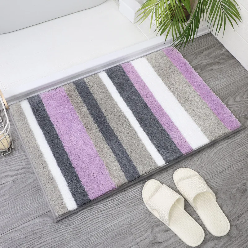 Simple Nordic Stripe Bath Mat Absorbent Water Entrance Doormat Soft Bathroom Rugs Non-Slip Floor Carpet Kitchen Area Rug Home