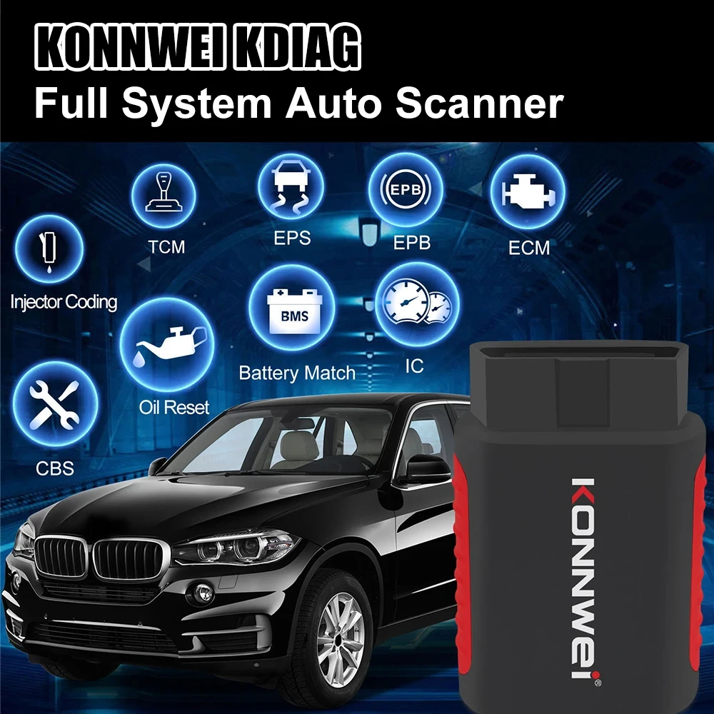 2024 KONNWEI KDIAG Full System Auto Scanner Reset SAS EPB Service ECU Programmer OBD OBD2 Car Diagnostic Tool pk Thinkdiag MINI