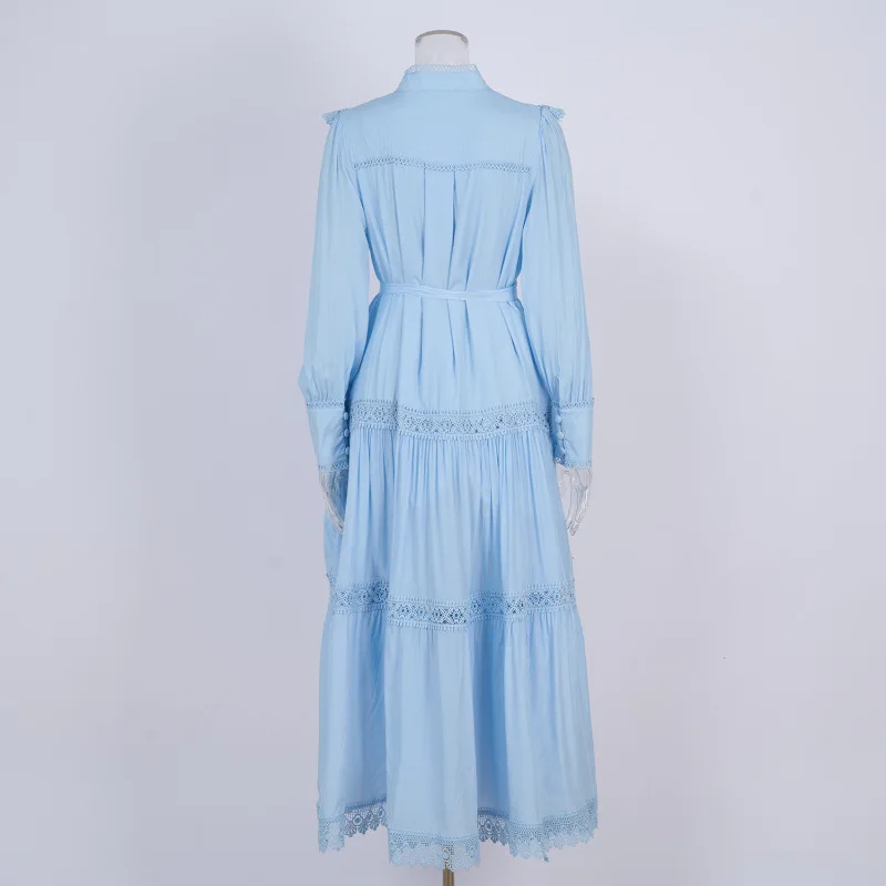 Street Sle Brodé irt Dr Minceur Lanterne Sve Taille ample Longue Sve Thiened Spring Faion pour d'âge moyen...