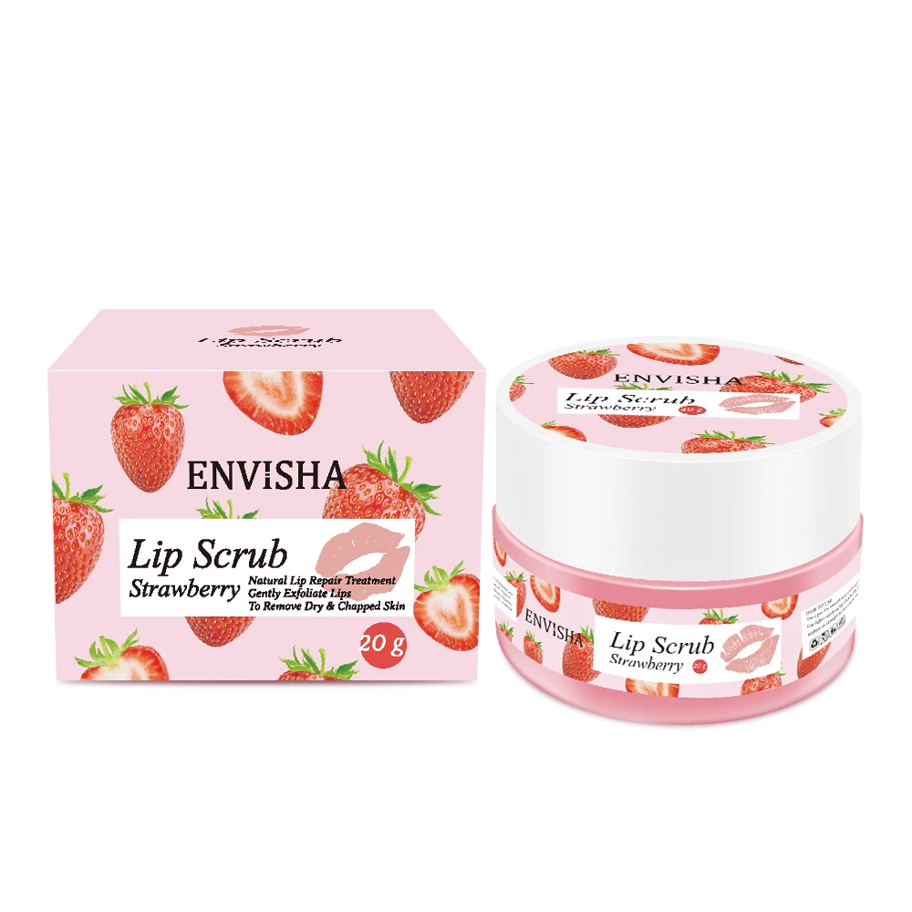 ENVISHA Skin Care Strawberry Lip Care Balm Scrub Sugar Cream Exfoliating Moisturizing Nourish Repair Cleft Fine Lines Smooth